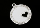 Pendant, coin, Love Happiness....,925 silver, 17.5mm  - x1