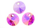 Swarovski, rivoli pendant, rose aurora borealis, 6mm - x10