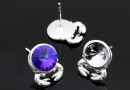 Earring base, 925 silver, rivoli 8mm - x1pair