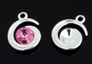 Pendant base, 925 silver, rivoli Swarovski 6mm - x1