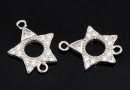 Link, star with crystals, 925 silver rhodium plated, 13mm  - x1