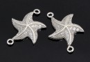 Link, star with crystals, 925 silver rhodium plated, 18mm  - x1