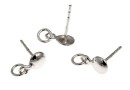 Earring findings, 925 silver rhodium plated, 11.5mm - x1pair