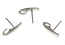 Earring findings, 925 silver rhodium plated, 12x13.5mm - x1pair