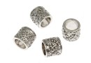 Decorative spacer, tube, 925 silver rhodium plated, 6mm - x1