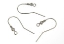 Earring findings, decorative ball, 925 silver rhodium plated, 25mm - x1pair