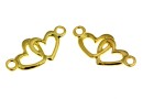 Link, hearts, 925 silver gold plated, 19.5mm  - x1