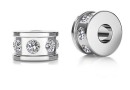 Crystal rondelle, rhodium plated-925 silver, 5x3mm - x1