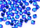 Swarovski, margele bicone xilion, majestic blue AB2X, 4mm - x20