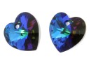 Swarovski, heart pendant, aqua. meridian blue, 10mm - x2