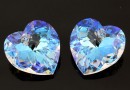 Swarovski, heart pendant, blue aurore boreale, 18mm - x1