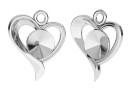 Pendant base, 925 silver, heart, rivoli 6mm - x1