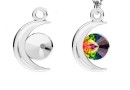 Pendant base, 925 silver, moon, rivoli 6mm - x1