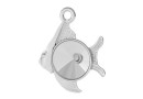 Pendant base, 925 silver, fish, rivoli 8mm - x1