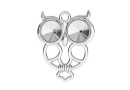 Pendant base, 925 silver, owl, rivoli 6mm - x1