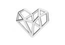 Link, diamond heart, 925 silver, 15.5mm - x1