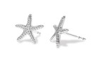 Earring findings starfish, 925 silver, rivoli 6mm - x1pair