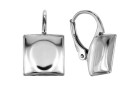 Earring findings, 925 silver, square, click, for Swarovski 2493 10mm - x1pair