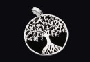 Pendant, tree of life, 925 silver, 40x31mm  - x1