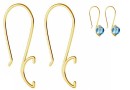 Earring findings with bail, gold plated 925 silver - x1pair
