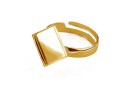 Ring base, gold plated 925 silver, square cabochon 10mm, adjustable, - x1