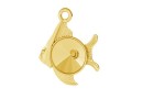 Pendant base, gold plated 925 silver, fish, rivoli 8mm - x1