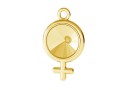 Pendant base, gold plated 925 silver, woman symbol, for rivoli 8mm - x1