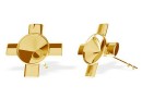 Earring findings cross, gold plated 925 silver, rivoli 6mm - x1pair