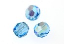 Swarovski, faceted round bead, aquamarine shimmer, 6mm - x6