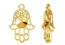 Pendant base, gold plated 925 silver, Hamsa hand, rivoli 6mm - x1