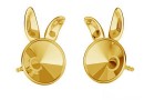 Earring findings, bunny, gold plated 925 silver, rivoli 6mm - x1pair