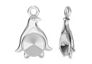 Pendant base, 925 silver, Penguin, rivoli 6mm - x1