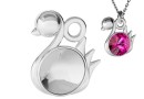 Pendant base, 925 silver, Swan,  rivoli 6mm - x1