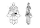 Pendant base, 925 silver, Hamsa hand, rivoli 6mm - x1