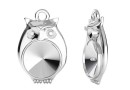 Pendant base, 925 silver, Owl, rivoli 6mm - x1