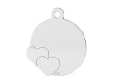 Coin with hearts, engraving pendant, 925 silver, 16mm - x1