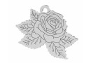 Pendant, rose  925 silver, 20x14mm - x1