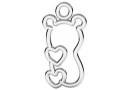 Pendant, bear wit heats,  925 silver, 16x9mm - x1