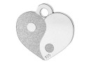 Pendant, Yin Yang heart,  925 silver, 10mm - x1