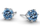 Earring findings, 925 silver, zirconia 6mm, blue - x1pair