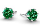 Earring findings, 925 silver, zirconia 6mm, green - x1pair