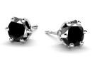 Earring findings, 925 silver, zirconia 6mm, black - x1pair