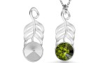 Pendant base, 925 silver, Leaf, rivoli 6mm - x1