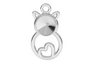 Pendant base, 925 silver, Cat, rivoli 6mm - x1