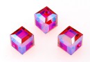 Swarovski, cube bead, light siam shimmer, 8mm - x1