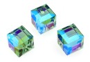 Swarovski, cube bead, erinite shimmer, 8mm - x1