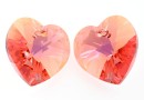 Swarovski, heart pendant, rose peach shimmer, 10mm - x2