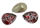 Swarovski drop fancy, scarlet silver patina, 18x13mm - x1