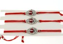 Bratara martisor, frunza cu buburuza, 27x11mm - x3