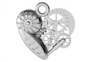 Pendant mechanical heart, 925 silver, 14mm  - x1